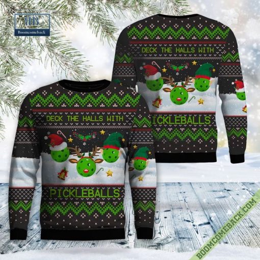 Deck the Halls with Pickleballs Ugly Christmas Sweater