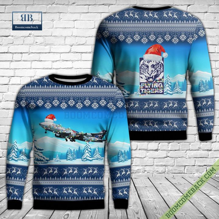 Flying Tiger Line Boeing 747-200 Christmas Ugly Christmas Sweater
