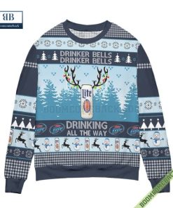 miller lite drinker bells drinking all the way ugly christmas sweater 3 mlp4P