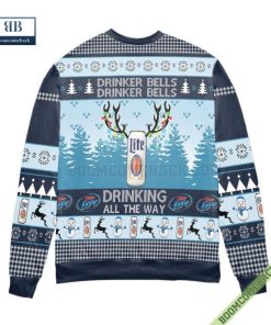 miller lite drinker bells drinking all the way ugly christmas sweater 5 b9jfM