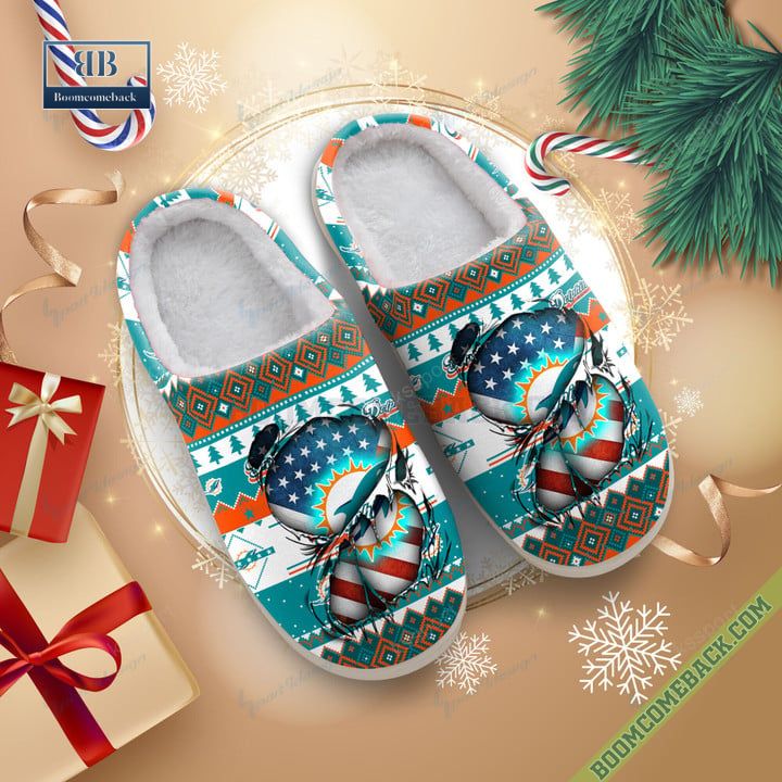 NFL Miami Dolphins Christmas Indoor Slip On Slippers