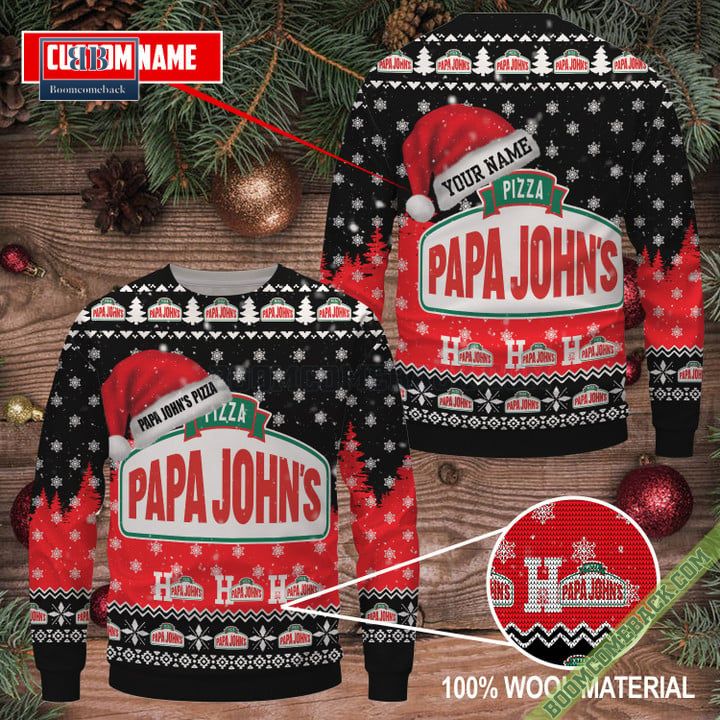 Personalized Papa Johns Ho Ho Ho Ugly Sweater