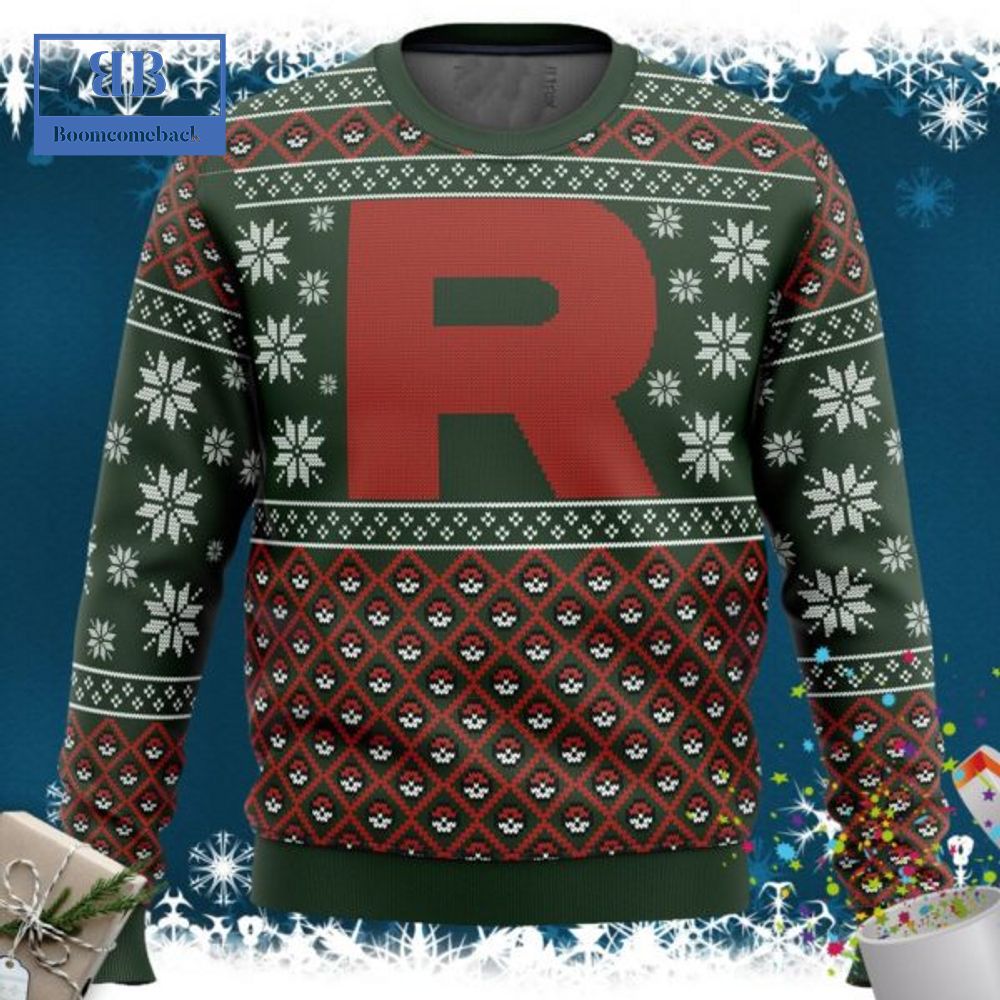 Pokemon Team Rocket Logo Green Ugly Christmas Sweater