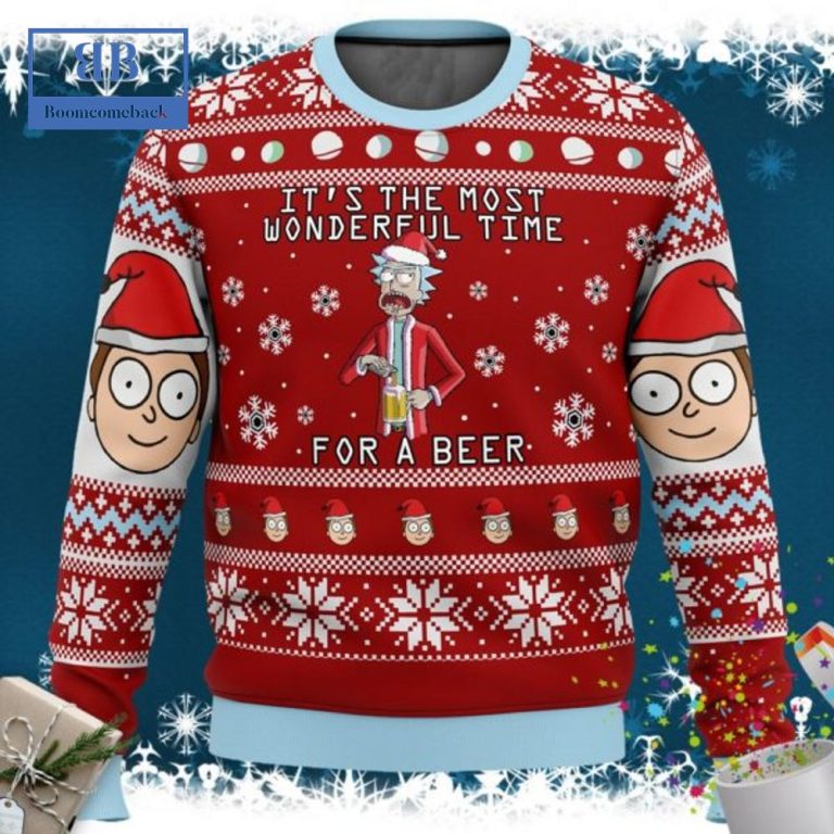 Rick And Morty It's The Most Wonderful Time For A Beer Ugly Christmas Sweater