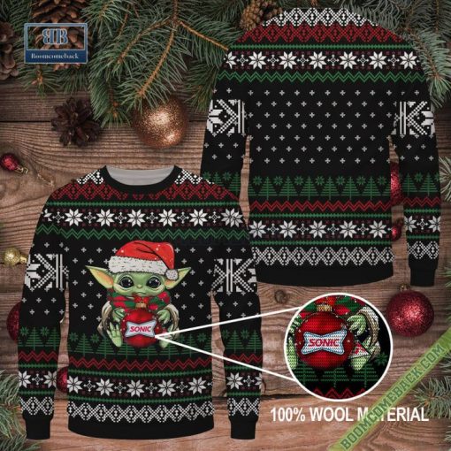 Sonic Drive-In Baby Yoda Christmas Ugly Sweater