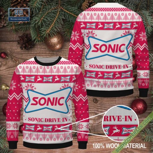 Sonic Drive-In Christmas Pattern Sweater Jumper