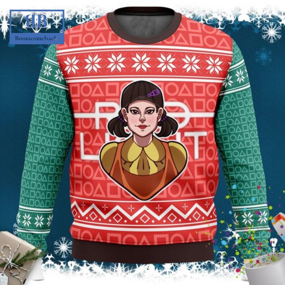 Squid Game Doll Red Light Ugly Christmas Sweater