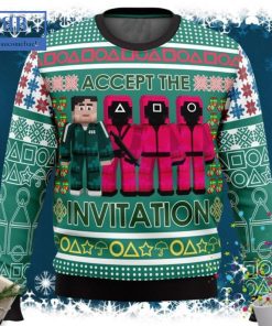 Squid Game Player 456 Accept The Invitation Ugly Christmas Sweater