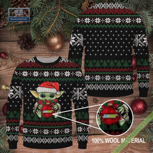 Subway Baby Yoda Christmas Ugly Sweater