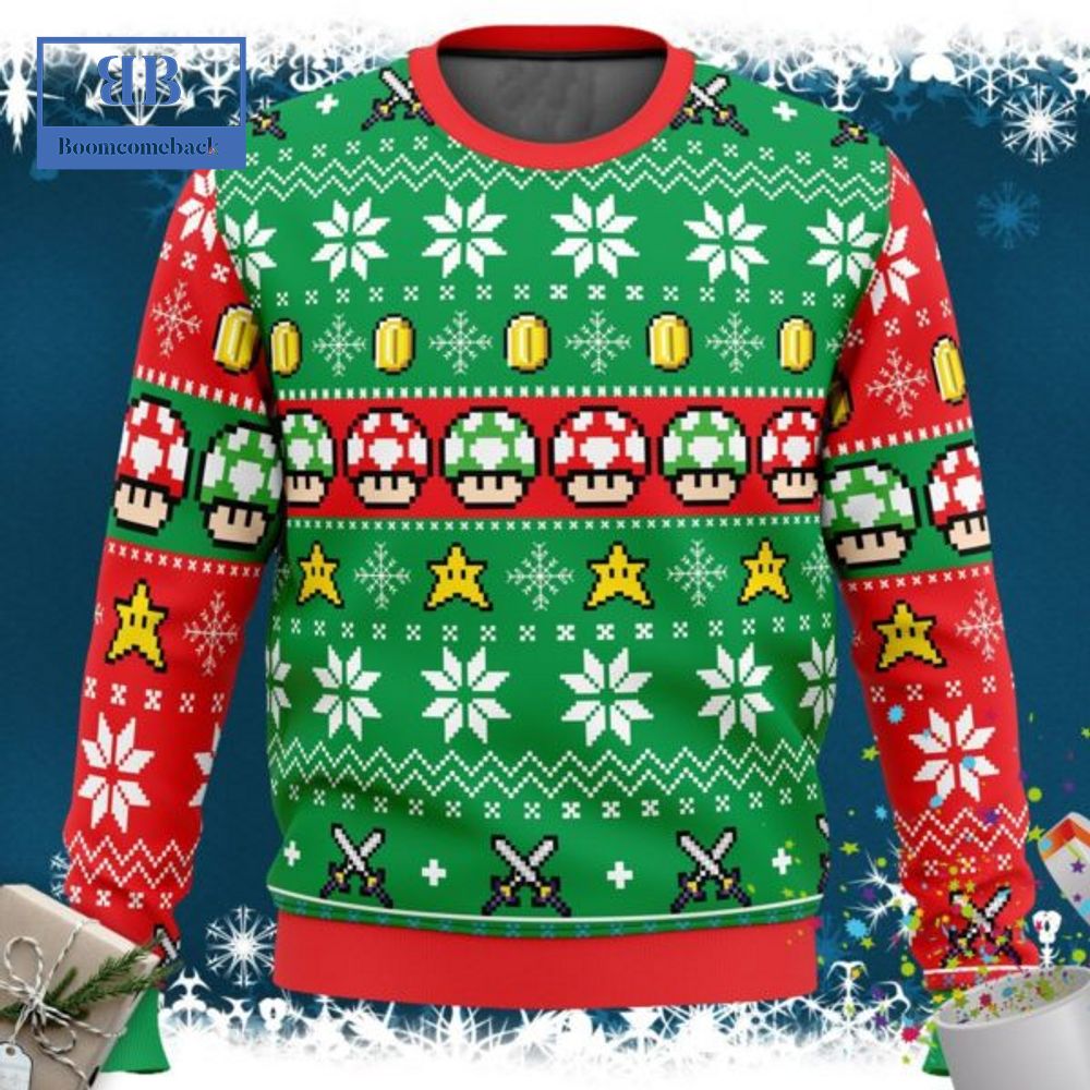 Super Mario Mushroom Ugly Christmas Sweater