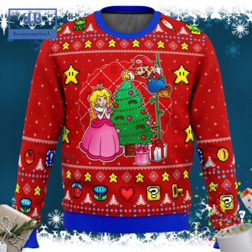 Super Mario Princess Peach Mario Christmas Tree Ugly Christmas Sweater