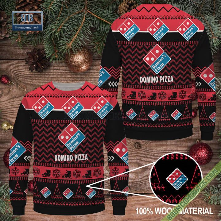 Domino Pizza Logo Pattern Ugly Christmas Sweater