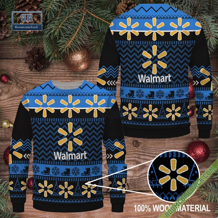 Walmart Logo Pattern Ugly Christmas Sweater